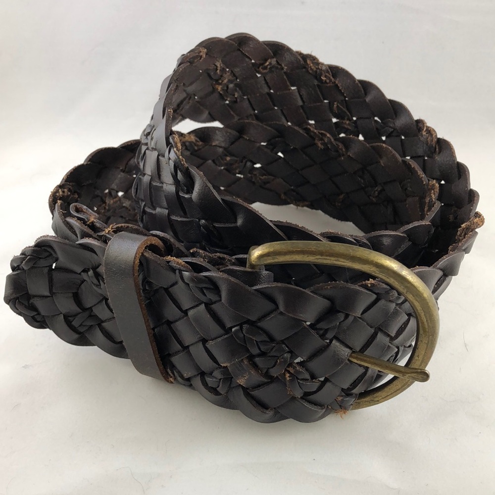 Braided Leather Wide Belt